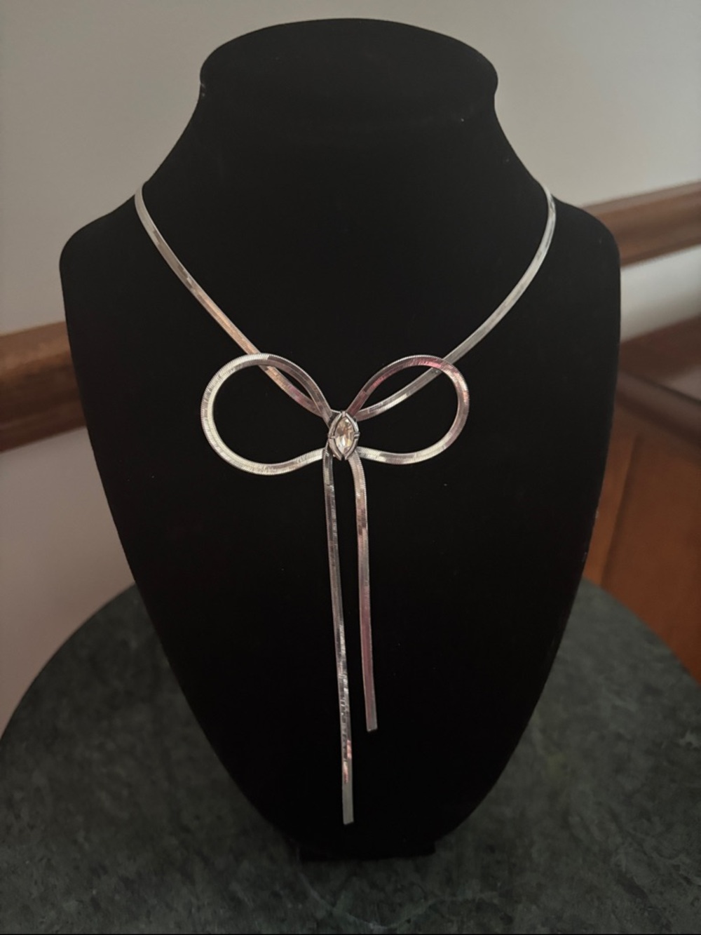 Nakamol Elegant Silver Bow Lariat Necklace